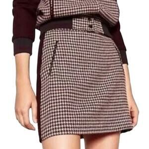 Zara Houndstooth Clueless Schoolgirl Wool Mini Skirt XS